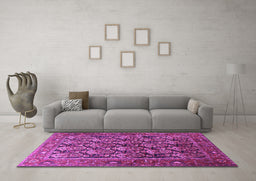Machine Washable Persian Purple Traditional Area Rugs in a Living Room, wshtr608pur