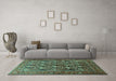 Machine Washable Persian Turquoise Traditional Area Rugs in a Living Room,, wshtr608turq