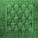 Square Persian Emerald Green Traditional Rug, tr608emgrn