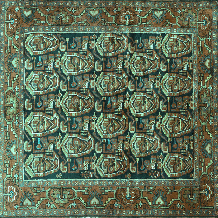 Square Persian Turquoise Traditional Rug, tr608turq