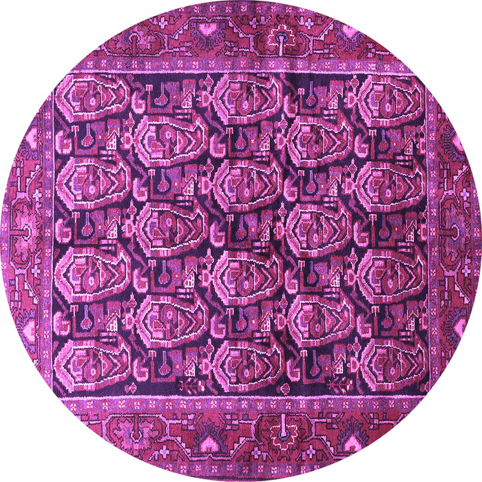 Round Machine Washable Persian Purple Traditional Area Rugs, wshtr608pur
