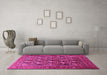 Machine Washable Persian Pink Traditional Rug in a Living Room, wshtr608pnk