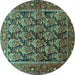 Round Machine Washable Persian Turquoise Traditional Area Rugs, wshtr608turq