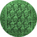 Round Persian Emerald Green Traditional Rug, tr608emgrn