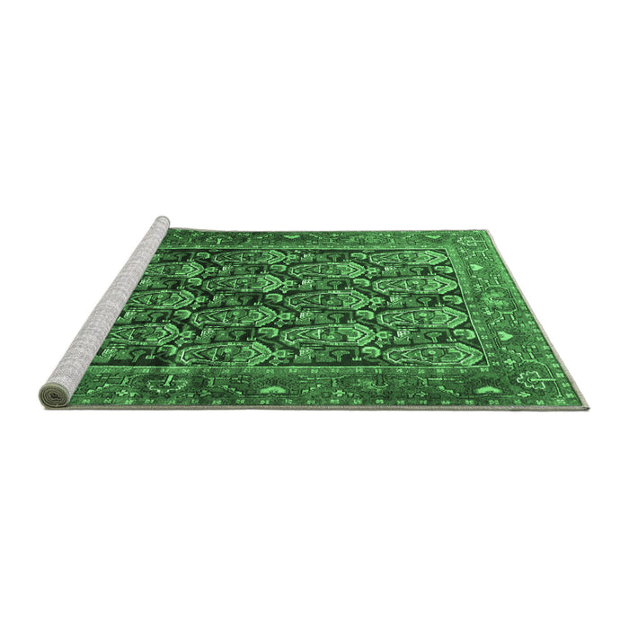 Sideview of Machine Washable Persian Emerald Green Traditional Area Rugs, wshtr608emgrn