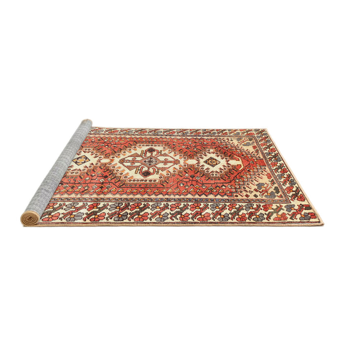 Sideview of Machine Washable Traditional Mahogany Brown Rug, wshtr609