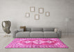 Machine Washable Persian Pink Traditional Rug in a Living Room, wshtr609pnk