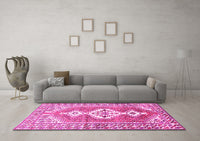 Machine Washable Persian Pink Traditional Rug, wshtr609pnk