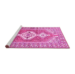 Sideview of Machine Washable Persian Pink Traditional Rug, wshtr609pnk