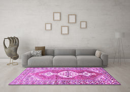 Machine Washable Persian Purple Traditional Area Rugs in a Living Room, wshtr609pur