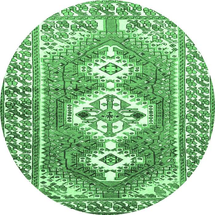 Round Persian Emerald Green Traditional Rug, tr609emgrn