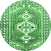 Round Persian Emerald Green Traditional Rug, tr609emgrn