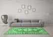 Machine Washable Persian Emerald Green Traditional Area Rugs in a Living Room,, wshtr609emgrn