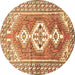 Round Persian Brown Traditional Rug, tr609brn