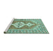 Sideview of Machine Washable Persian Turquoise Traditional Area Rugs, wshtr609turq