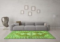 Machine Washable Persian Green Traditional Rug, wshtr609grn