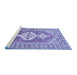 Sideview of Machine Washable Persian Blue Traditional Rug, wshtr609blu