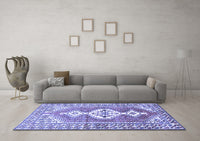 Machine Washable Persian Blue Traditional Rug, wshtr609blu