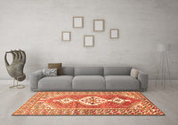 Machine Washable Persian Orange Traditional Rug, wshtr609org