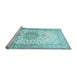 Sideview of Machine Washable Medallion Light Blue Traditional Rug, wshtr60lblu