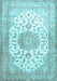 Machine Washable Medallion Light Blue Traditional Rug, wshtr60lblu