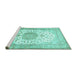 Sideview of Machine Washable Medallion Turquoise Traditional Area Rugs, wshtr60turq