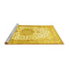 Sideview of Machine Washable Medallion Yellow Traditional Rug, wshtr60yw