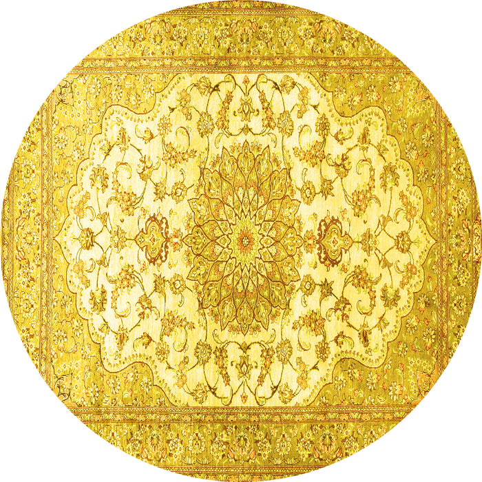 Round Medallion Yellow Traditional Rug, tr60yw