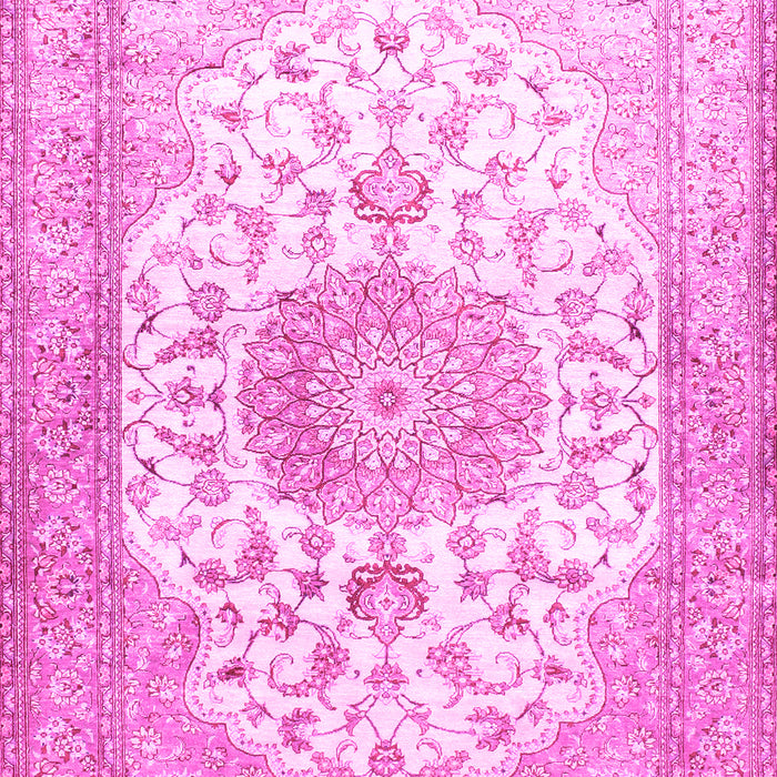 Machine Washable Medallion Pink Traditional Rug, wshtr60pnk