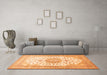 Machine Washable Medallion Orange Traditional Area Rugs in a Living Room, wshtr60org