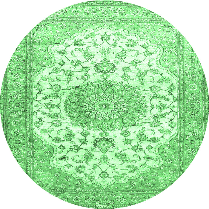Round Medallion Emerald Green Traditional Rug, tr60emgrn