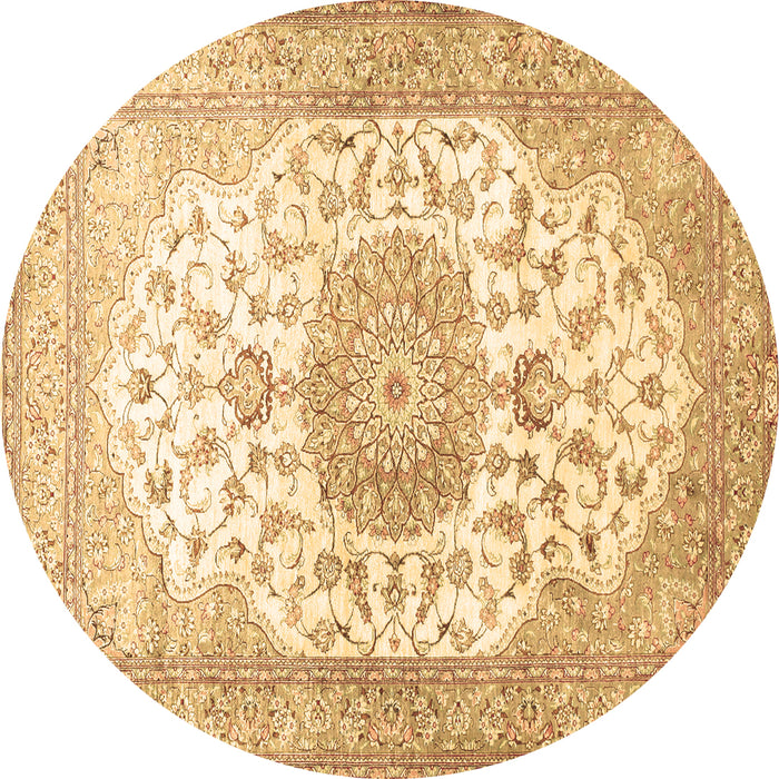 Round Medallion Brown Traditional Rug, tr60brn
