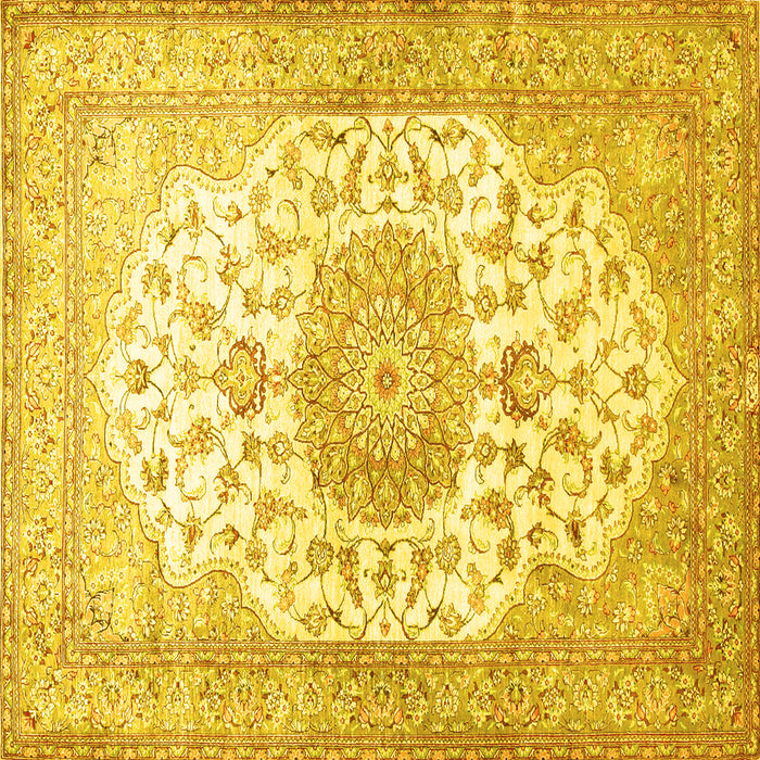 Square Medallion Yellow Traditional Rug, tr60yw
