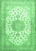 Machine Washable Medallion Emerald Green Traditional Area Rugs, wshtr60emgrn