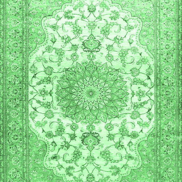 Machine Washable Medallion Emerald Green Traditional Area Rugs, wshtr60emgrn