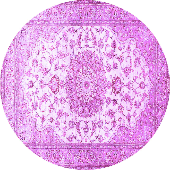 Round Medallion Purple Traditional Rug, tr60pur