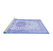 Sideview of Machine Washable Medallion Blue Traditional Rug, wshtr60blu