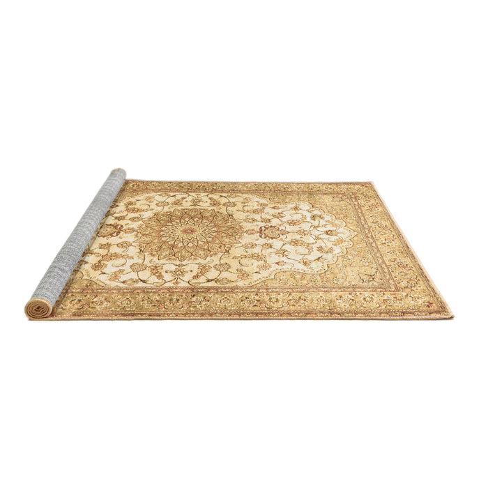 Sideview of Machine Washable Medallion Brown Traditional Rug, wshtr60brn