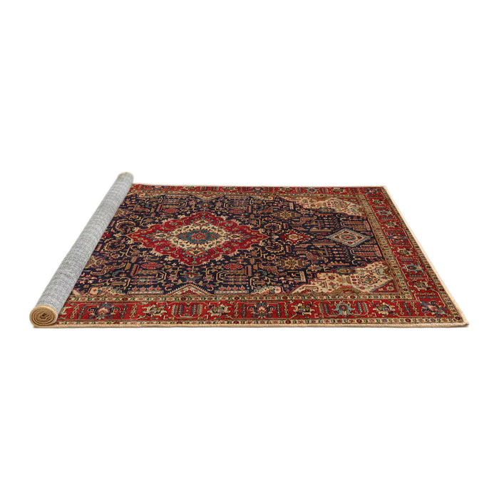 Sideview of Machine Washable Traditional Saffron Red Rug, wshtr61