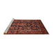 Sideview of Machine Washable Traditional Saffron Red Rug, wshtr610