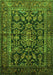 Serging Thickness of Machine Washable Persian Green Traditional Area Rugs, wshtr610grn