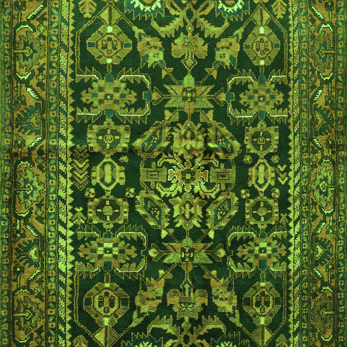 Serging Thickness of Machine Washable Persian Green Traditional Area Rugs, wshtr610grn