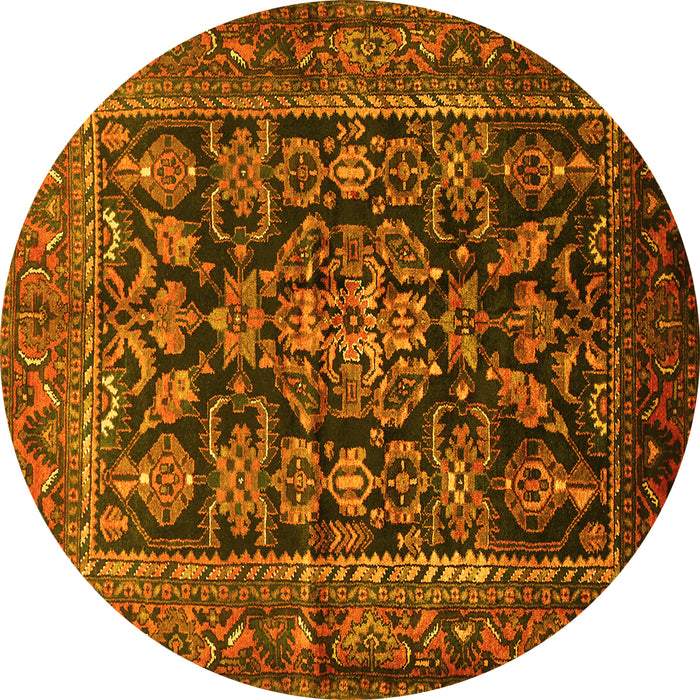 Round Persian Yellow Traditional Rug, tr610yw