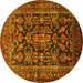 Round Persian Yellow Traditional Rug, tr610yw