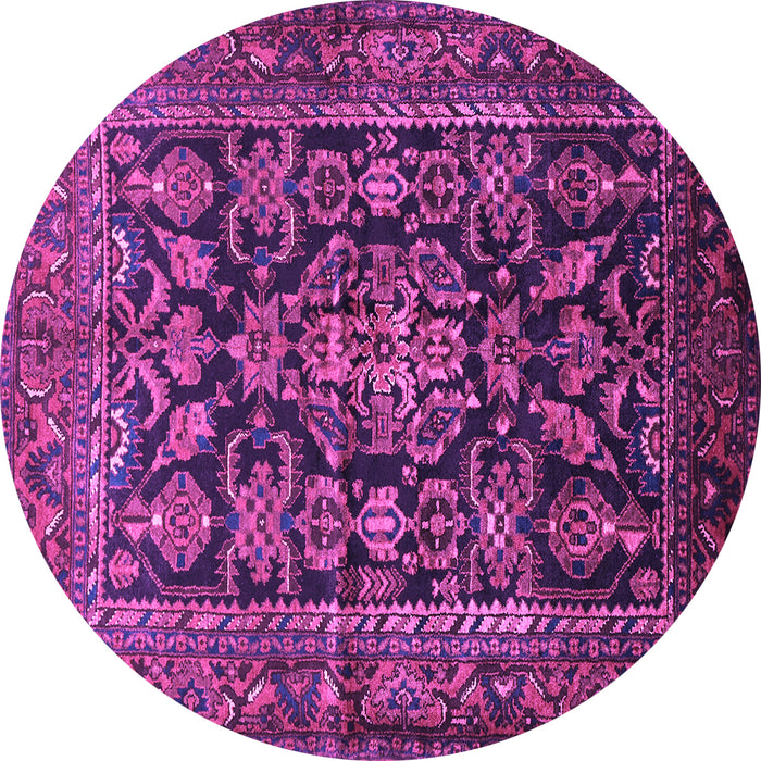 Round Machine Washable Persian Purple Traditional Area Rugs, wshtr610pur