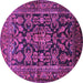 Round Machine Washable Persian Purple Traditional Area Rugs, wshtr610pur