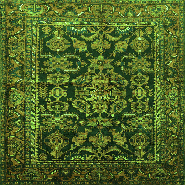 Round Machine Washable Persian Green Traditional Area Rugs, wshtr610grn