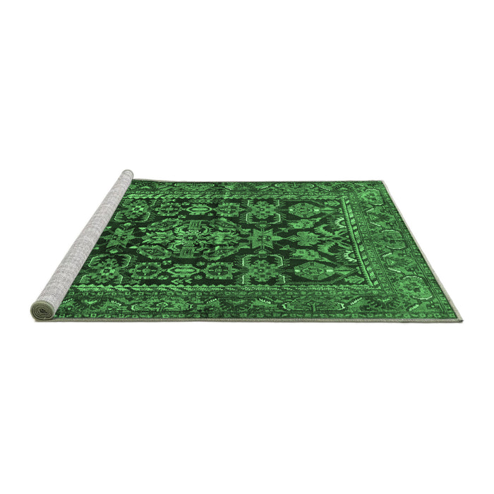 Sideview of Machine Washable Persian Emerald Green Traditional Area Rugs, wshtr610emgrn