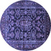 Round Machine Washable Persian Blue Traditional Rug, wshtr610blu