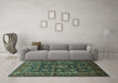 Machine Washable Persian Turquoise Traditional Area Rugs in a Living Room,, wshtr610turq